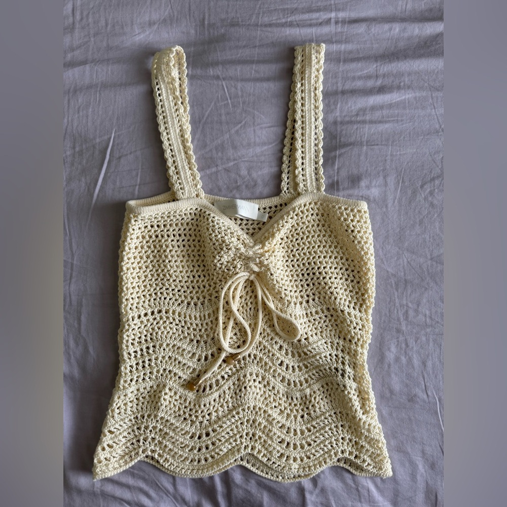 Zimmermann Crochet Knit Cream Top